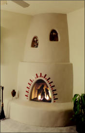 Santa Fe Kiva Fireplace Kit with Nichos and Tile
